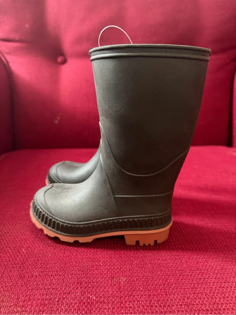 wonder nation Black Rain Boots with Brown Tread - Kids